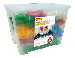 Educational Construction Toy "Fun Lessons: Learning English Letters and Words" (70L container, 24 educational cards, 8 instructions, 1080 stickers)