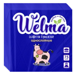 Single-Ply Blue Paper Napkins for Various Uses - 1/75/20