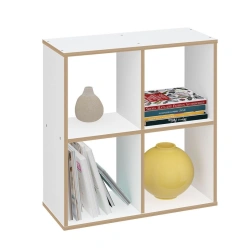 Polini Home Smart Cubic Bookshelf 4 Sections, White, Wood Effect, Model 0002101.9