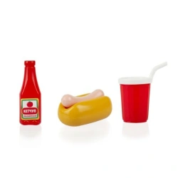 Hot Dog Play Set - 3 Pieces (Ketchup, Hot Dog, Cup with Straw)