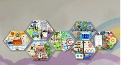 Wall-Mounted Busy Board Set for City Professions - 7 Panels