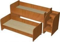 Wooden Children's Bed with Two Levels and Ladder