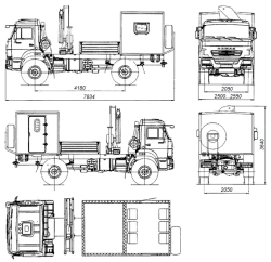 Special Vehicle with Crane-Manipulator Model 574210 on KAMAZ-43502-D5 Chassis