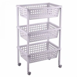 Eliza 3-Basket Shelving Unit 420x290x730 mm (Light Grey)