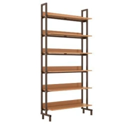 One-Sided Library Shelf with Metal Supports
