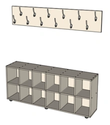 Wall-mounted wardrobe system with shoe compartments