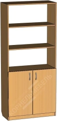 Shelving Cabinet with Closed Lower Section and Open Shelves