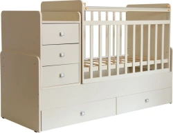 Fairy 1100 Ivory Baby Crib with Changing Table and Rocking Mechanism