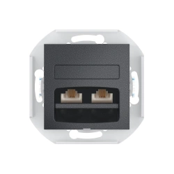 CADUCEUS ALING PRESTIGE Double Telephone Socket 2xRJ12 6P4C, Graphite, Art. 6013.2