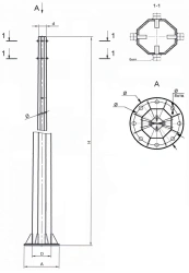 Power Flanged Lighting Pole, Model SFG, Heights 8-10m