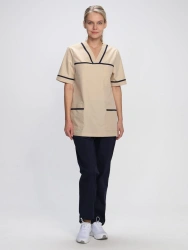 Stylish Women's Medical Suit Iris, Beige/Dark Blue, Art. 87486665
