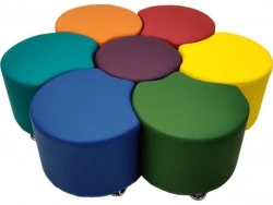 Customizable Puff Stool with Wooden Frame - Forma Model