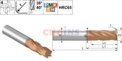 Solid Carbide End Mill for CNC Machining with Wear-Resistant Coating, Diameter Range 6.0-20.0mm HPM1 RU