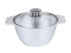 Durable 1L Aluminum Cast Pot with Glass Lid by Kukmara