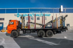 Timber Transport Truck UST 5453CB-04 with Crane OMTL-70-01/120-02, VM10L74 on KAMAZ Chassis