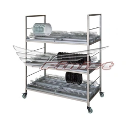 Mobile Stainless Steel Trolley for Transporting and Drying Dishes TTT