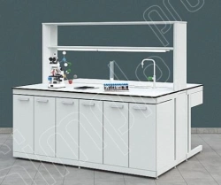 Modular Island Table - Durable Metal Frame with Steel Shelves