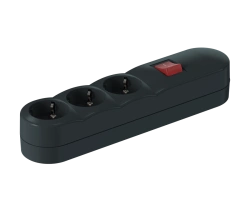 CADUCEUS ALING Extension Socket 3x16A with Switch 3.6kW, 250V~, Anthracite, Art. 4403.A