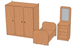 Play Corner Furniture Set with Wardrobe, Bed, and Vanity - Model UI
