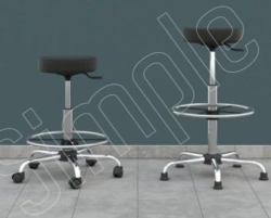 Laboratory Stool T2 - Adjustable Height Black Faux Leather