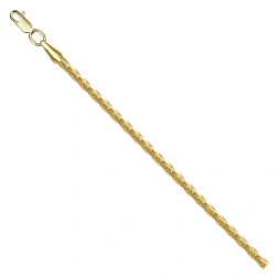 Triple Green Wheat Gold Bracelet 585 with Diamond Facet Nб17-244 0.8MM 22CM 10.61G