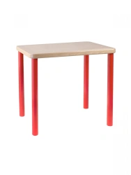 Square Children's Table, Height 520mm, Red