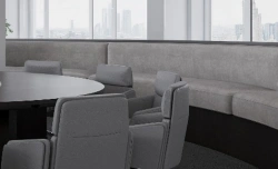 Soft Curved Bench with Wooden Frame