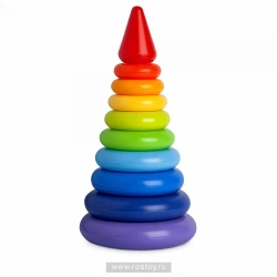 Rainbow Pyramid Toy for Kids - 10 Colorful Rings