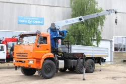 Transport Vehicle with Crane Manipulator Model KMU-150, Modification 2784LW on KAMAZ Chassis