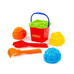 Small Fort Bucket Set with Sifter, Scoop, Rake, and Molds - Code 7123