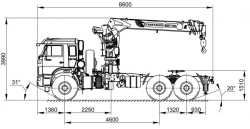 Truck-mounted crane manipulator KMA-150-4 for cargo transportation