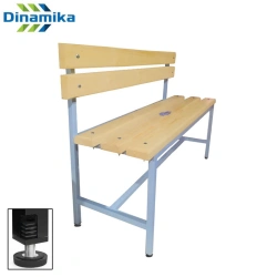 Wooden Locker Room Bench with Backrest - 3 Seat Slats & 2 Back Slats