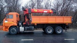 Dump Truck Body with Crane, Model 4388D3-10 on KAMAZ 65115 Chassis