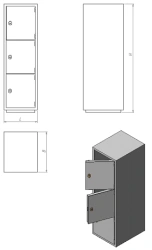 Metal Accounting Cabinet with Three Doors and Two Compartments (Model: ШМ.Б.3)