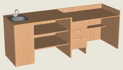 Demonstration Table with Sink and Mixer for Chemistry Lab Art: AtSD1