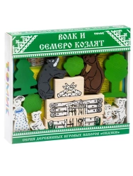 Wolf and Seven Kids" Wooden Constructor Toy (28 Pieces) Model 4534-5