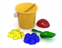 Transparent Sand Play Set #142 (Bucket, Shovel, 3 Molds - Ladybug, Bee, Flower)
