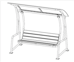 Metal Frame Swing Bench for Offices and Public Spaces, Model 14013