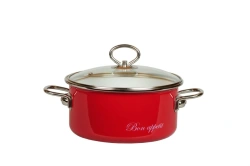 Cylindrical Enamel Pot with Stainless Steel Handles, 1.5L-5L