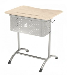 Adjustable Student Desk Mega for Ages 3-5, RAL 7004, 16mm Beech MDF