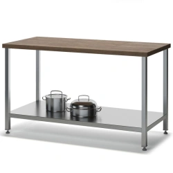 Stainless Steel Pastry Table with Wooden Top SRKP