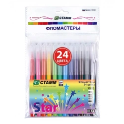 Washable Markers Set "Star", 24 Colors, Pack with Euro Hook