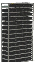 Metal Rack with 96 Shelf Containers