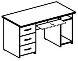 Computer Desk with Keyboard Shelf and Cabinet Model 6056