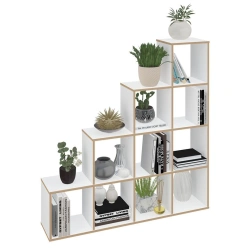 Polini Home Smart Cascading Shelf 10 Sections, White, Wood Effect, Code 0002105.9