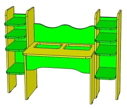 Educational Corner Table with Shelves, Art. SStoDi-05