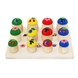 Colorful Mushroom Set with Wooden Platform - 12 Pieces (Art. N-60)