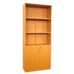 Wooden Furniture Shelving Unit with Doors and Open Shelves