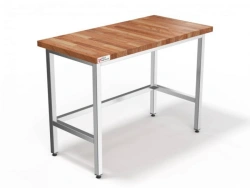 SCon Confectionery Table with Beech Top and Galvanized Steel Frame