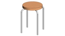 Fabric or Faux Leather Stool with Round Tube Frame - Model TM-2